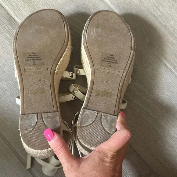 Marc Fisher Cream Studded Wedge Sandals - Picture 3 of 3